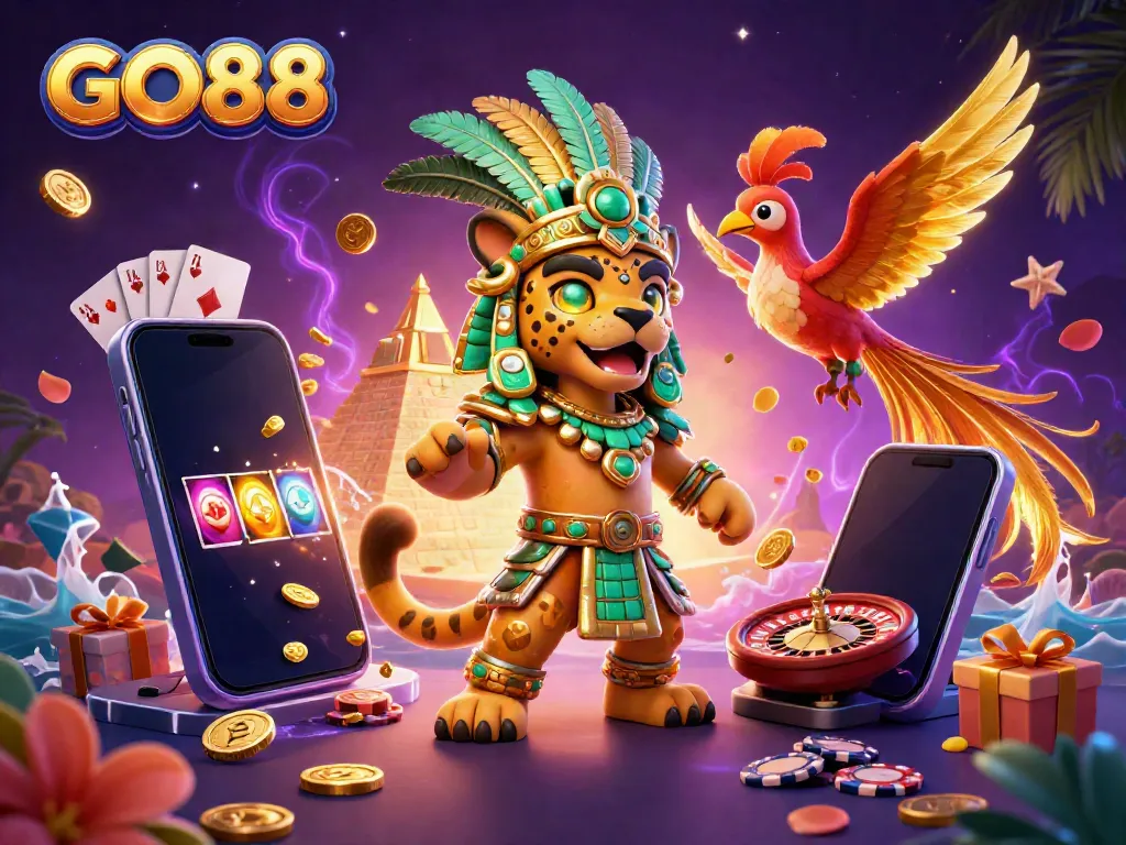 Engage with GO88's thrilling gameplay through visually stunning slot games featuring golden jackpots and vibrant colors.