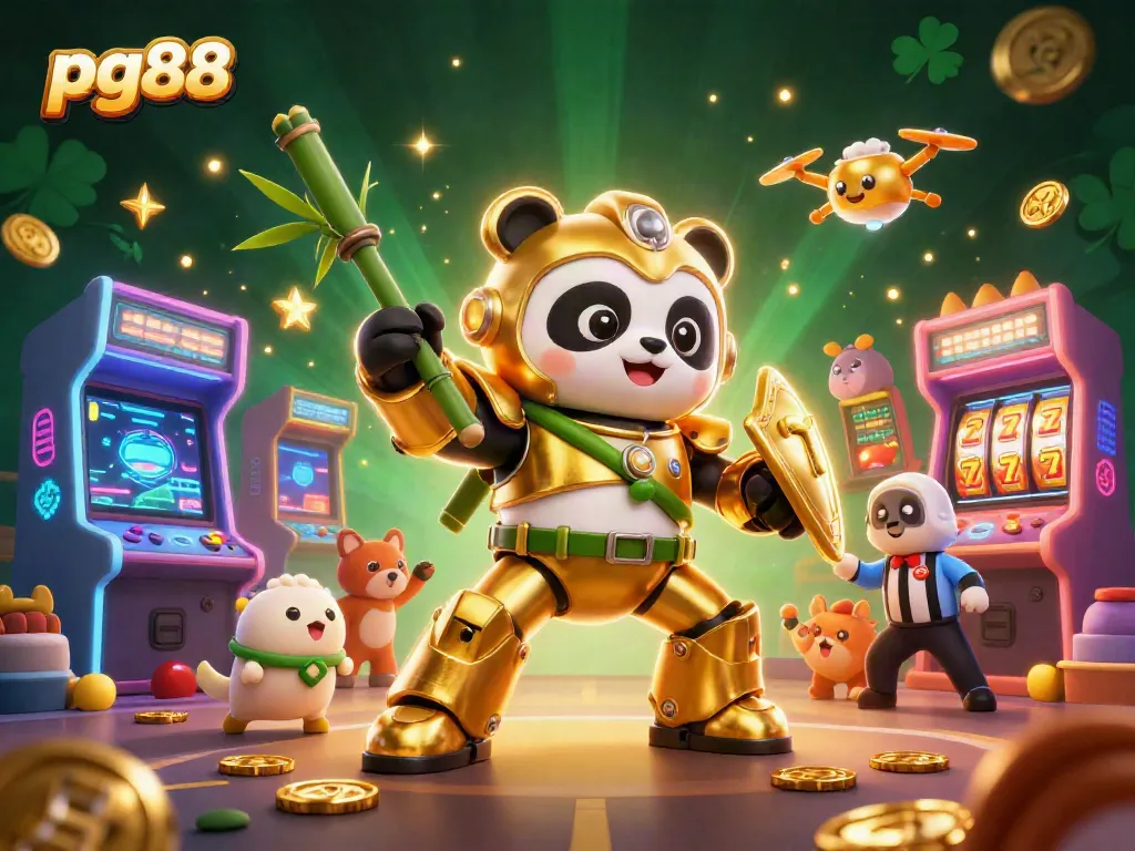 Engage in thrilling games at PG88, featuring a golden panda and dynamic casino action.