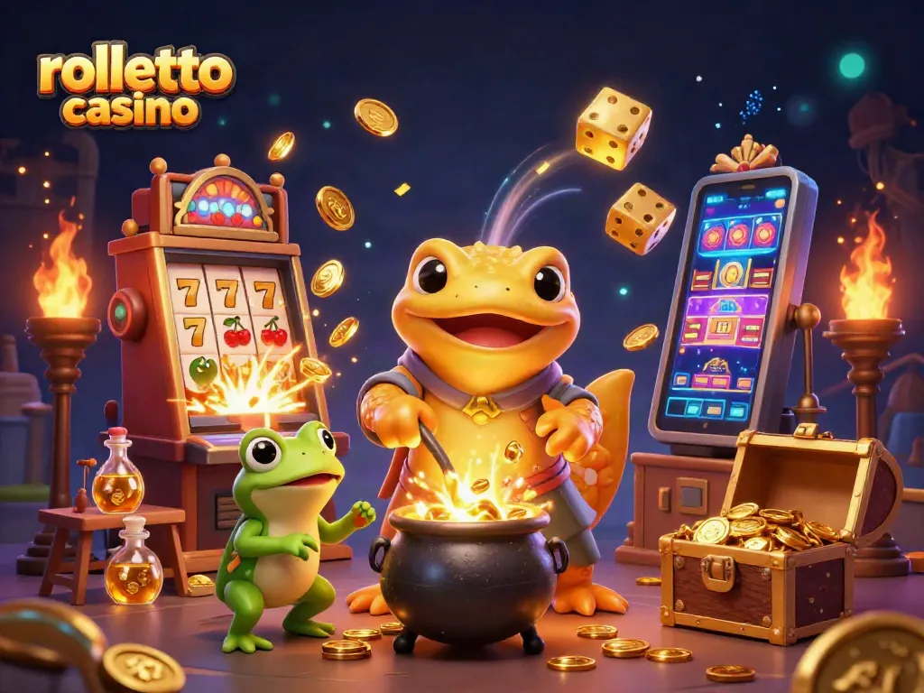 Engage with rolletto casino through a vibrant illustration of enchanting alchemist characters in an interactive gaming scene.