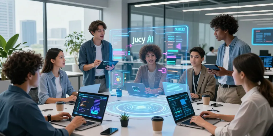 Engaged professionals showcasing the capabilities of juicy ai in a modern digital workspace.
