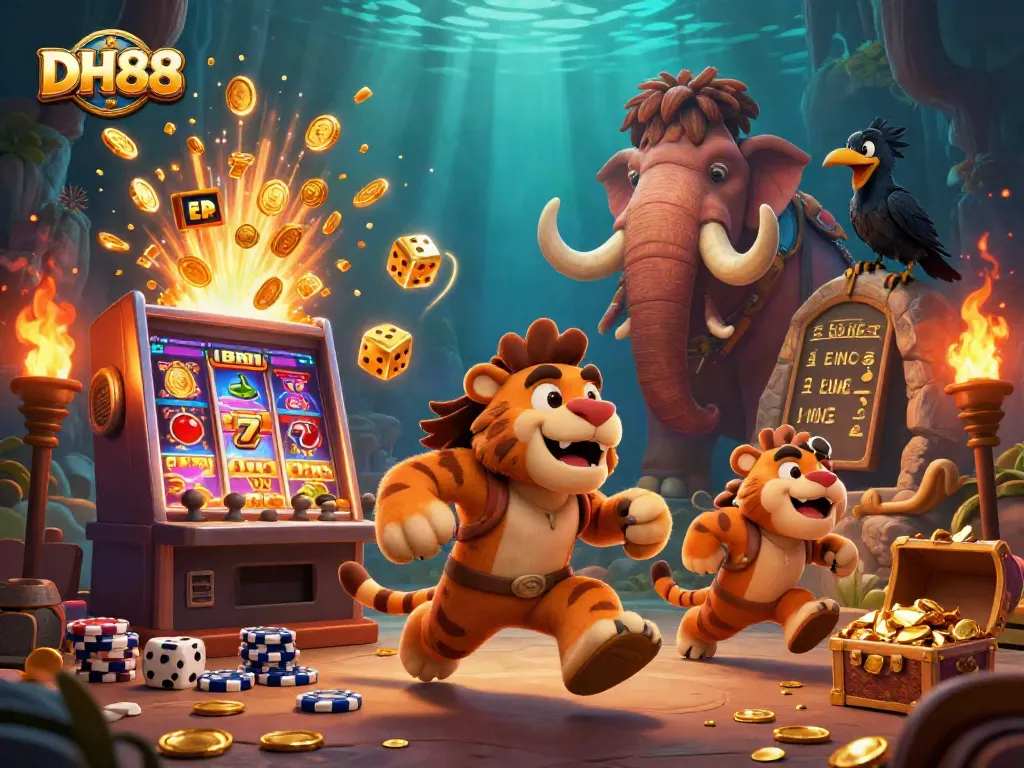 Experience thrilling wins at DH88 casino with exciting slot machines and rich decorations.