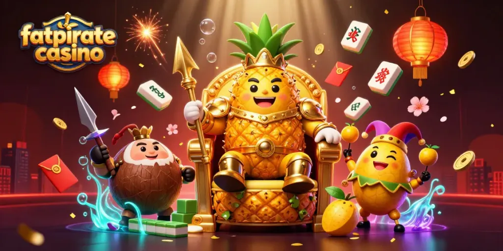 Experience the excitement of fatpirate casino with a vibrant 3D illustration featuring pirates and treasures.