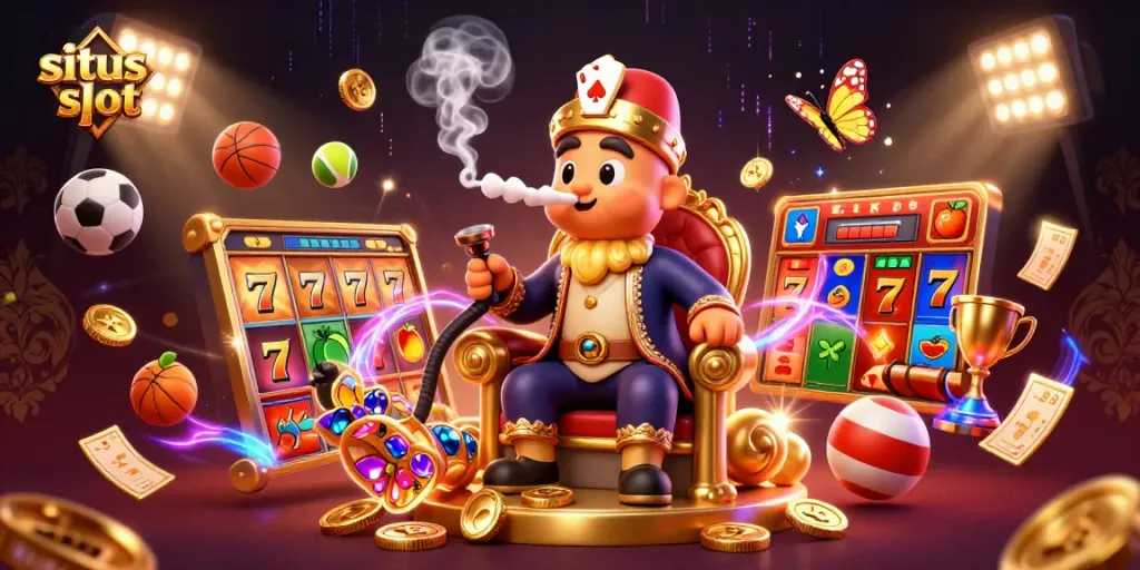 Spin the reels on situs slot, featuring vibrant slot elements and dynamic 3D characters.