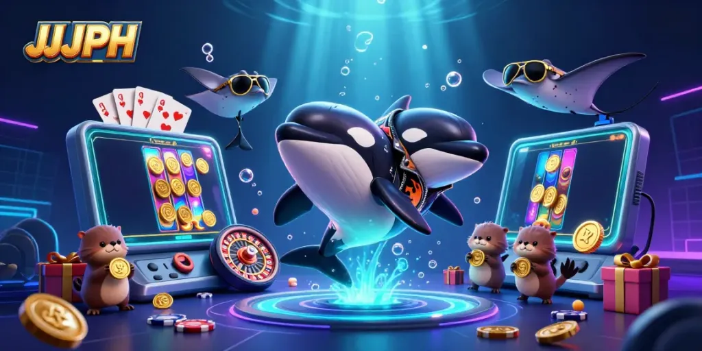 Engaging illustration showcasing JJJPH gaming theme with vibrant characters and dynamic casino elements.