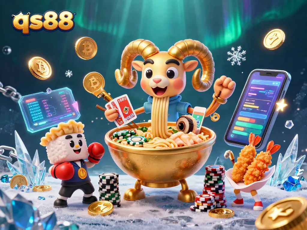 Experience thrilling action at qs88 with a vibrant 3D casino illustration featuring unique characters and game elements.