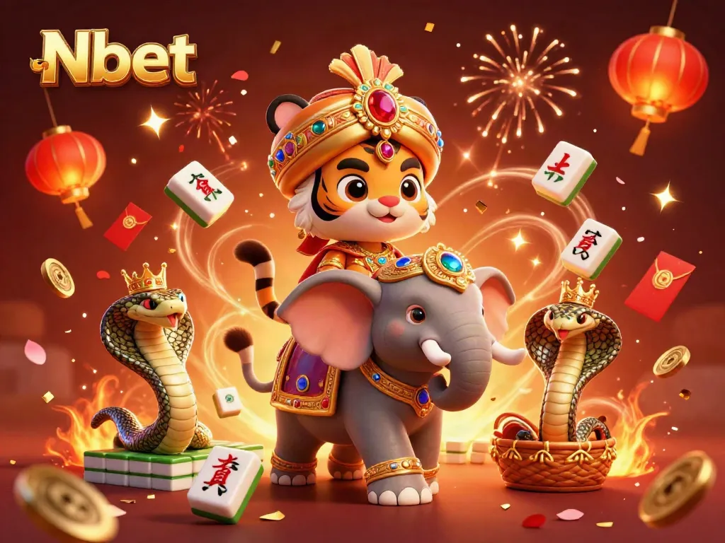Nbet players enjoying a vibrant casino atmosphere with animated characters and festive decorations.