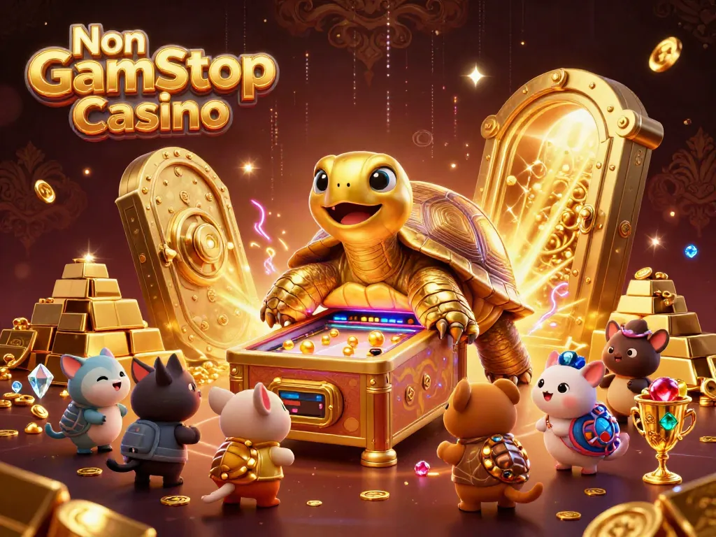 Experience the excitement of a Non Gamstop Casino, featuring vibrant characters and dynamic casino elements.