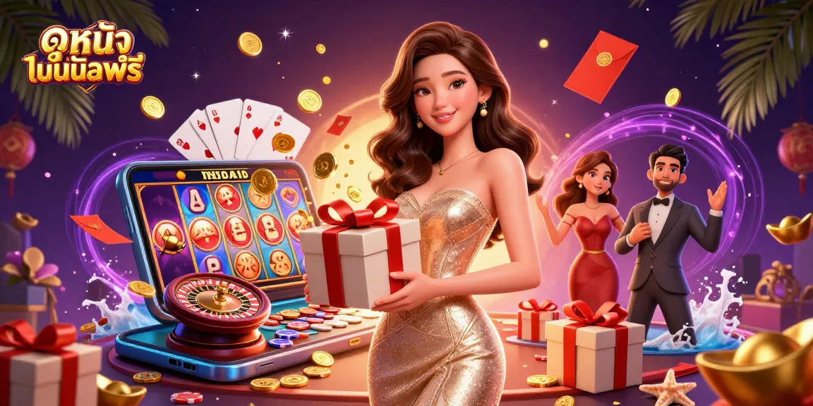 Spin and win with ดูหนังออนไลน์ฟรี in a vivid casino-themed illustration featuring golden coins and vibrant games.