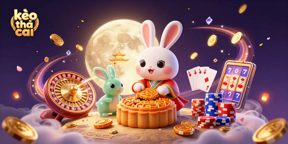 Experience kèo nhà cái with the moon rabbit and dynamic casino elements in a captivating scene.