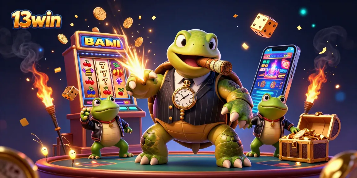 Experience thrilling action at 13win with vivid slots and charismatic characters in a vibrant casino scene.