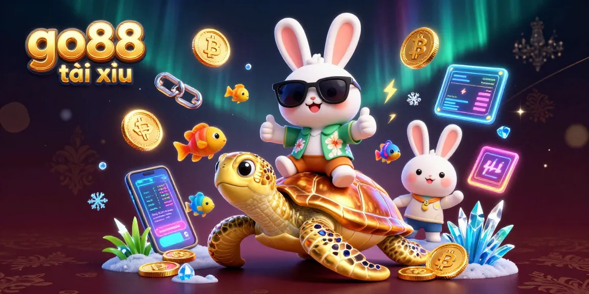 Engage in go88 tài xỉu excitement with a vibrant 3D illustration showcasing playful characters and casino elements.